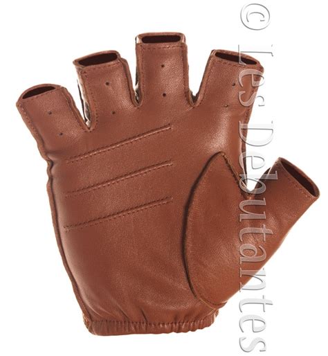 MEN'S BROWN LEATHER FINGERLESS DRIVING GLOVES - Gloves, Mittens