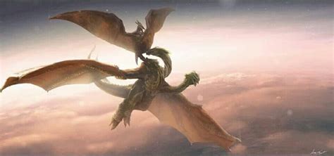 Devils of the Sky - Rodan vs. Ghidorah - Godzilla 2 fan art (Godzilla Fan Artwork Image Gallery)