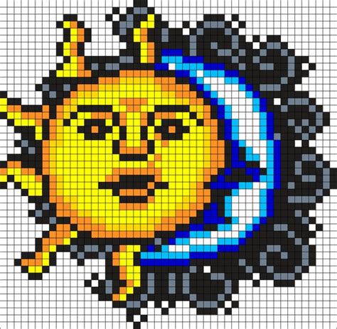 Sun And Moon Perler Perler Bead Pattern / Bead Sprite | pixel art ...