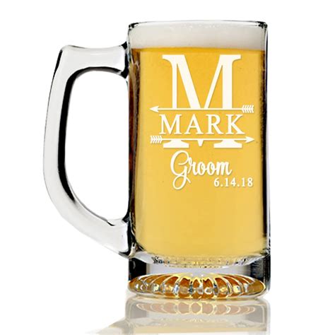 Monogram Groomsman Beer Mug Glass Gift Personalized Groomsmen | Etsy