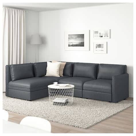 VALLENTUNA modular corner sofa 3-seat+sofa-bed, and storage/Hillared ...