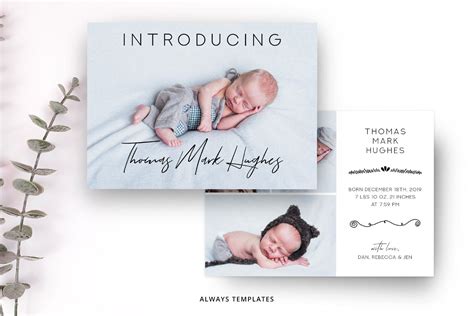 Birth Announcement Template BA007 By Always Templates | TheHungryJPEG