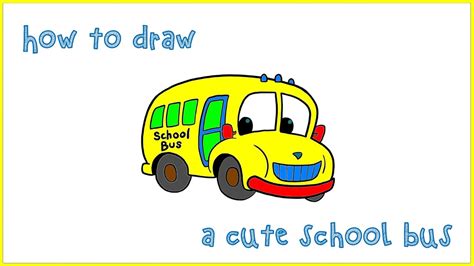 Learn how to draw a cute school bus for kids - Easy step by step lesson - YouTube
