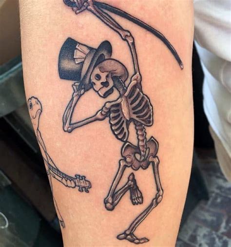 50 Dancing Skeleton Tattoo Ideas For Men - Moving Bone Designs