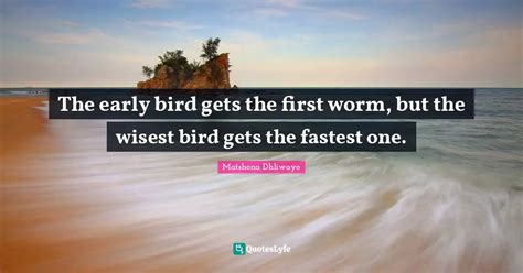 The early bird gets the first worm, but the wisest bird gets the faste... Quote by Matshona ...