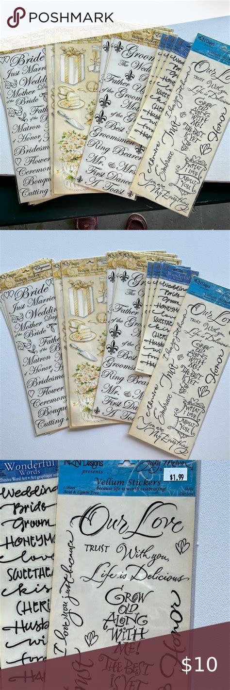 Wedding Theme Stickers Words and Pictures 11 packages as seen in photos ...