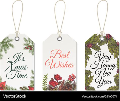 Christmas tags xmas cute design for printable Vector Image