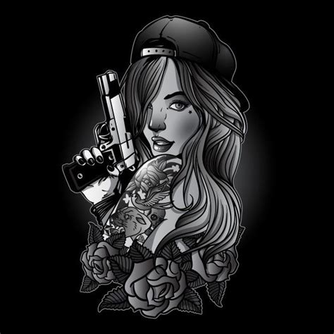 Sexy gangsta girl Premium Vector | Premium Vector #Freepik #vector #background #hand #girl #rose ...