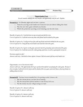 ECONOMICS: Opportunity Cost Scenarios Lesson by Mister Harms | TpT