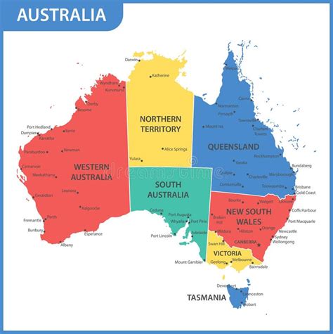 The Detailed Map of the Australia with Regions or States and Cities ...