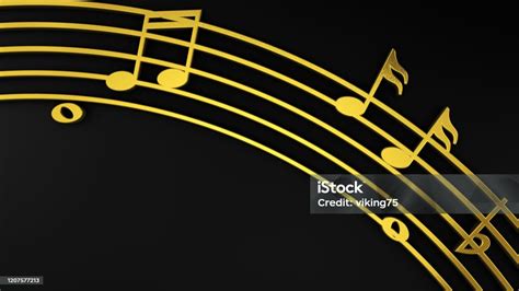 Gold Music Notes On Black Background 3d Render Illustation Stock Photo - Download Image Now - iStock