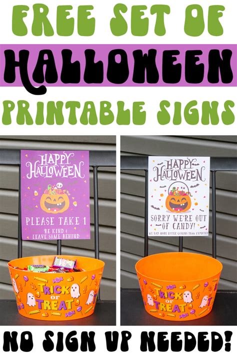 Free Halloween Candy Printable Sign Set: No Sign Up Needed