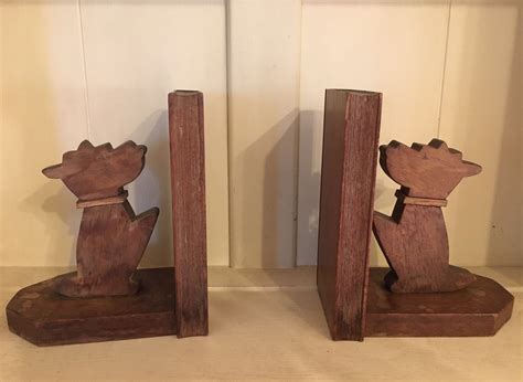 Pair of 1950s vintage antique bookends Carved wooden | Etsy | Wooden ...