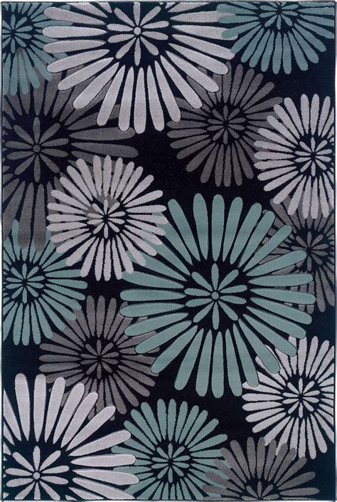 Linon Blue Floral Rug from the Botanical Rugs collection at Modern Area Rugs