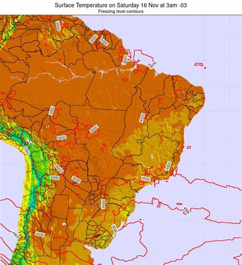 Brazil Surface Temperature on Saturday 29 Jul at 3pm BRT