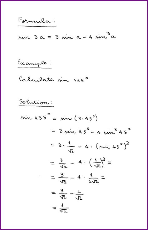 sin 3a (formula and example) (sine of triple angle) (trigonometry) (handwritten) – LUNLUN.COM