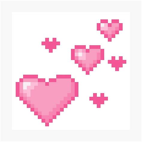 "Cute pink heart pixel art " Photographic Print for Sale by ...