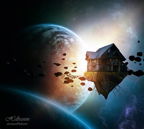 Space island House by helbanim on DeviantArt | Space fantasy, Fantasy landscape, Generative art