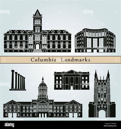 Columbia landmarks and monuments isolated on blue background in editable vector file Stock Photo ...