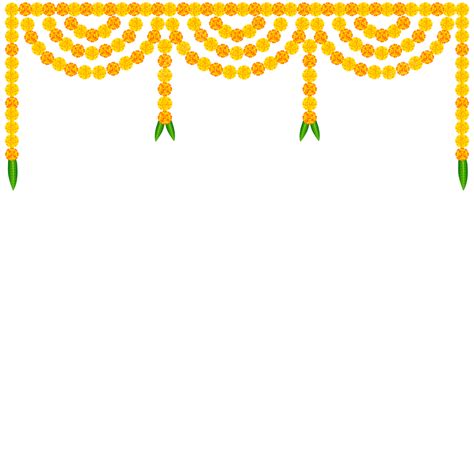 Marigold Flowers And Mango Leaves Floral Garland Vector Design ...