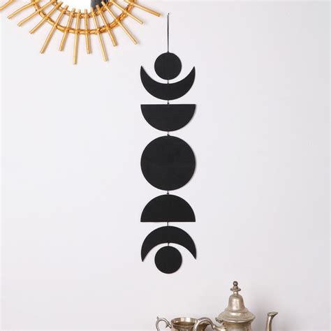 1pc Moon Cycle Wall Decor Christmas Wooden Decorative Moon Phase Wall ...