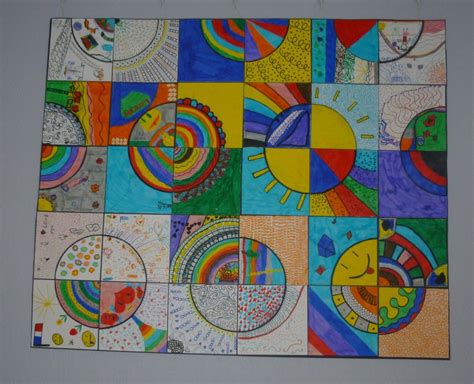 an art piece with many different colored circles on it