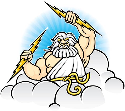 Greek God Zeus Cartoon Zeus is going to shoot lightning