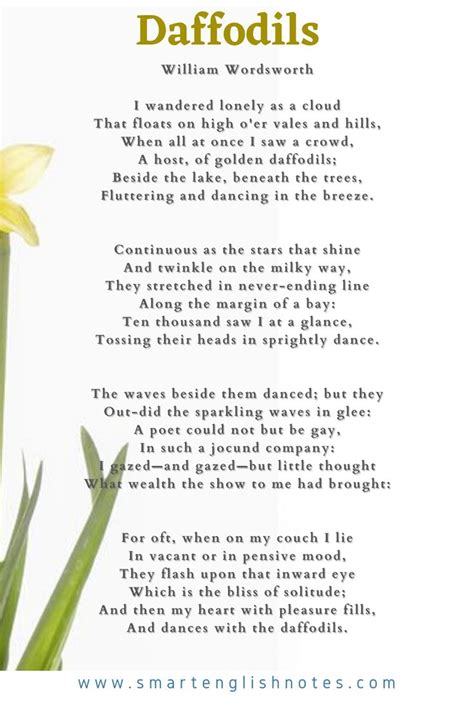 Daffodils - Summary and Questions and Answers | William wordsworth, Daffodils william wordsworth ...