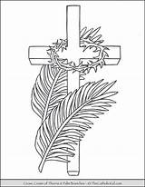 Lent Coloring Page Cross Palms Crown Of Thorns  TheCatholicKidcom sketch template