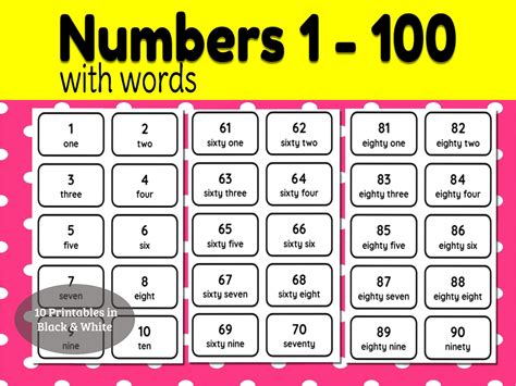 Numbers 1 100 Number Words Flash Cards Printable | Etsy