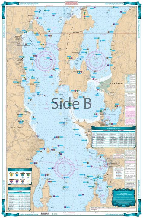 Lake Champlain North Lake Fishing Chart/map 12F