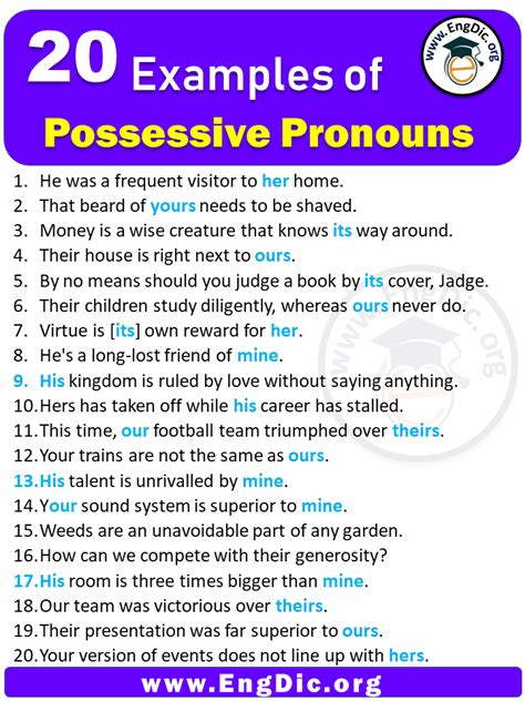 Give 10 Examples Of Possessive Pronouns - Printable Online