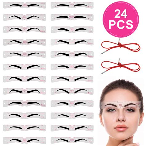 24pcs Eyebrow Stencils, EEEkit Eyebrow Template with Strap, Reusable Eyebrow Shaping Kit for ...