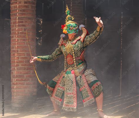 Thotsakan (ten faces giant) in Khon or Traditional Thai Pantomime as a cultural dancing arts ...