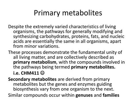 Metabolites Examples