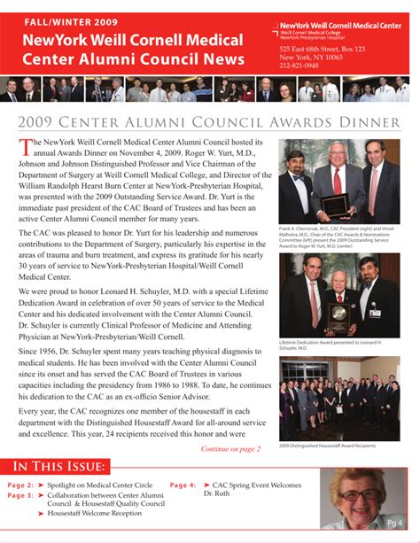 T NewYork Weill Cornell Medical Center Alumni Council News