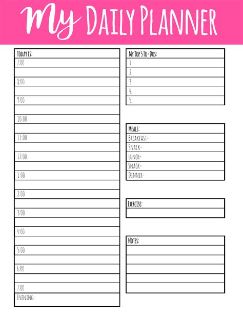 Free Printable Daily Planner Page – Mary Martha Mama