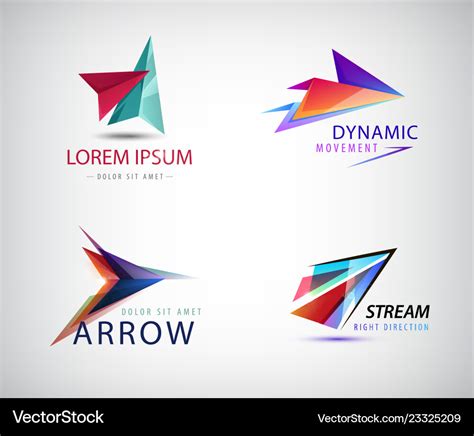 Set of abstract arrow logos pointer Royalty Free Vector