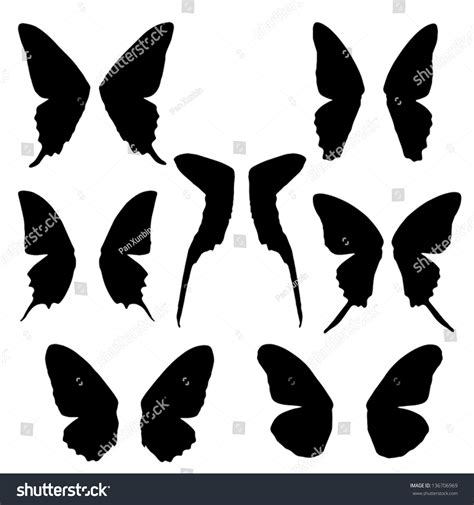 Butterfly Wing Set Silhouette Isolated Stock Vector (Royalty Free ...