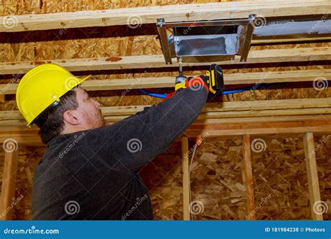 Worker Installing Air Conditioner Vents in New Home Construction Stock Photo - Image of ...