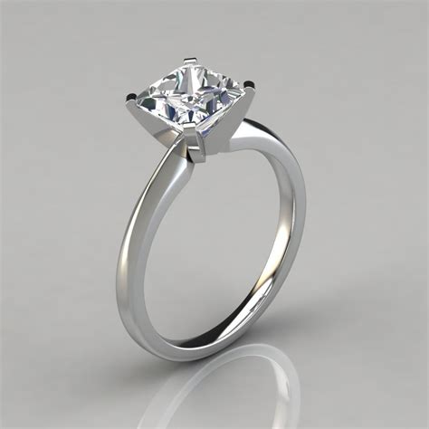 Classic Princess Cut Solitaire Moissanite Engagement Ring