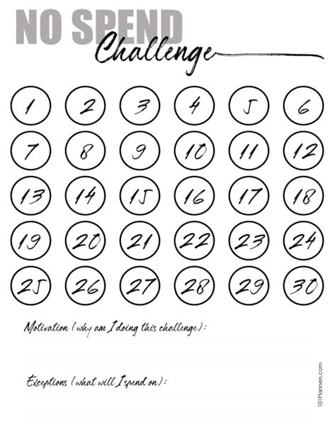 30 Day No Spend Challenge with a Printable Tracker