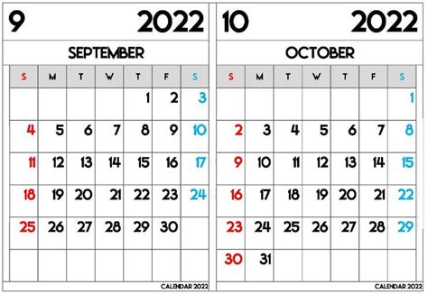 Blank September October 2023 Calendar Printable Template | Calendar printables, September ...