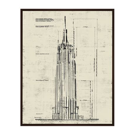 Empire State Building // Architectural Drawing // Sepia (17.75"W x 21. ...