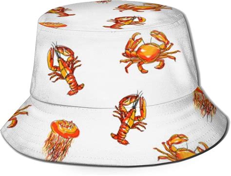 JL85hao - Flat Top Breathable Bucket Hats Unisex Red Crab Lobster ...