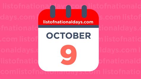 OCTOBER 9TH - List Of National Days