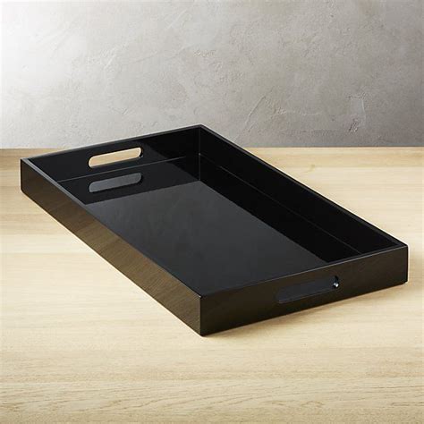 High-Gloss Black Rectangular Tray | CB2 | Coffee table tray, Black ...