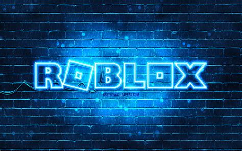 Roblox blue logo blue brickwall, Roblox logo, online games, Roblox neon ...