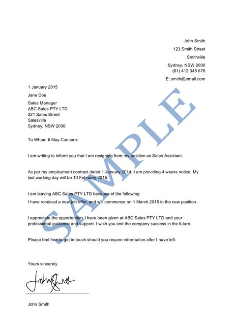 Letter of Resignation Sample (2024 Update) - Lawpath