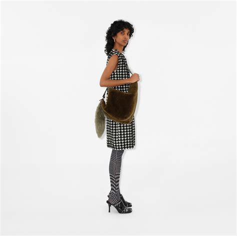 Houndstooth Nylon Blend Dress in Black - Women | Burberry® Official